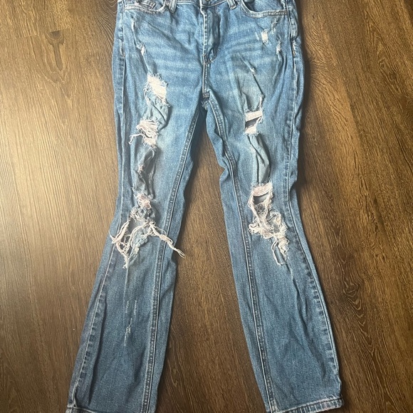 Distressed Blue Women's Jeans - Picture 2 of 6